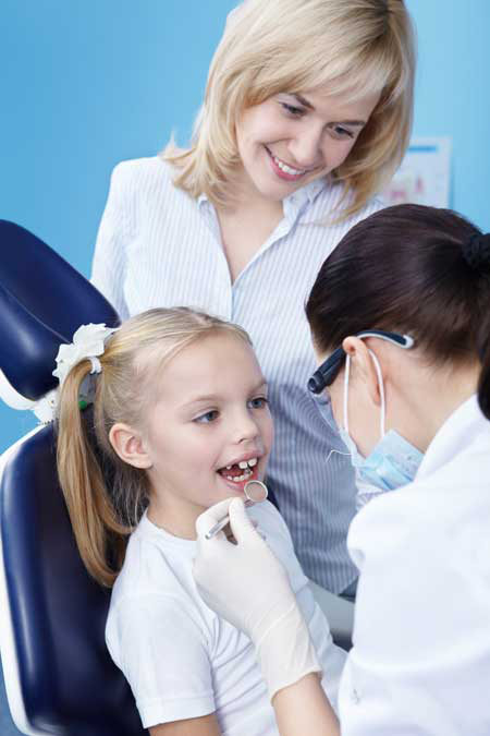 dentist examing a child in article about sedation dentistry for children